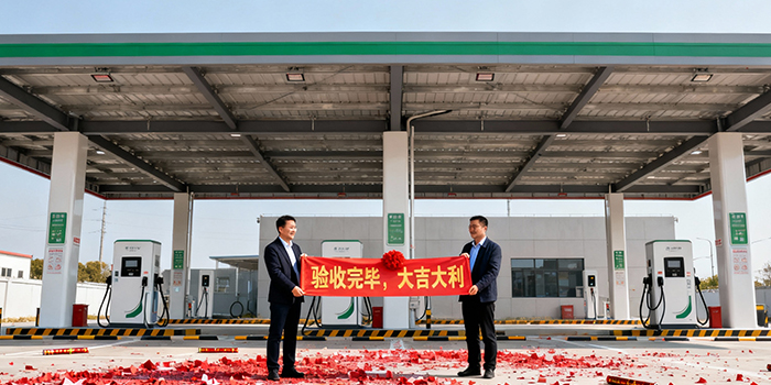 热烈庆祝我司为客户建设的充电站交付使用。